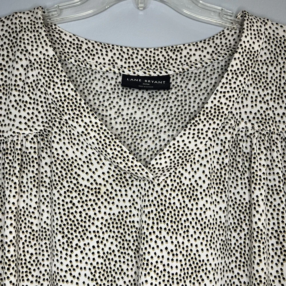 Lane Bryant Confetti Tunic Top Blouse Stretch Peasant‎ Travel V Neck Size 22 24